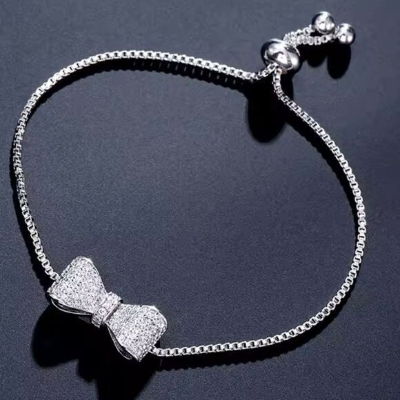 Silver Diamond Bowtie Bracelet - Picture 1 of 3